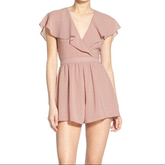 Astr Pants - ASTR The Label Blush Flutter Cape Romper